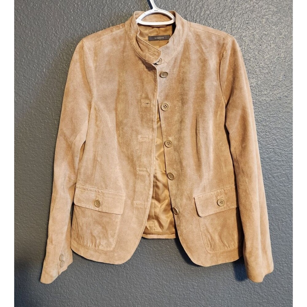 Liz Claiborne Women's Medium Beige Suede Button Down Jacket Western Casual
